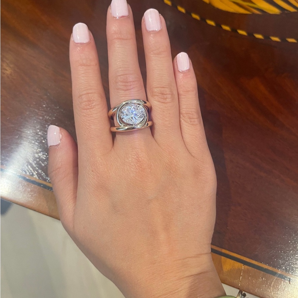 14k solid gold 5 carat oval Moissanite ring